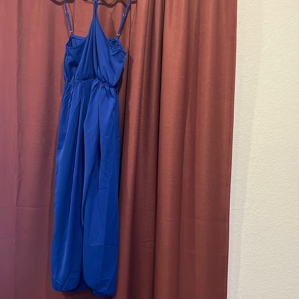Blue neck crossing dress